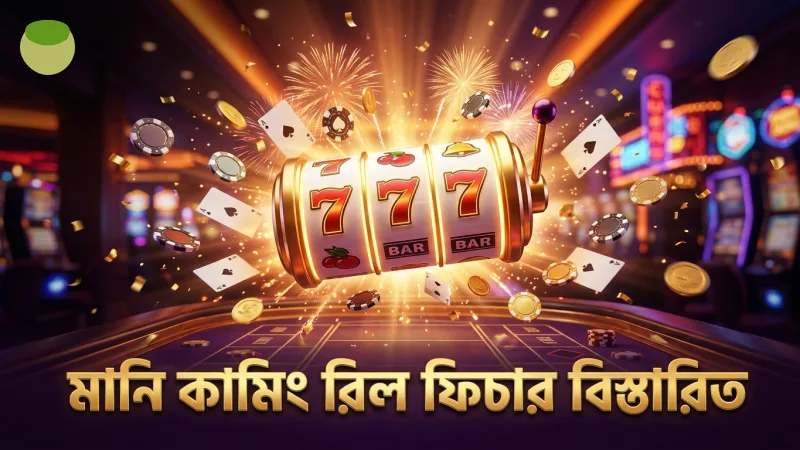 মানি কামিং স্লটের রিল ফিচার বিশদভাবে দেখানো হয়েছে